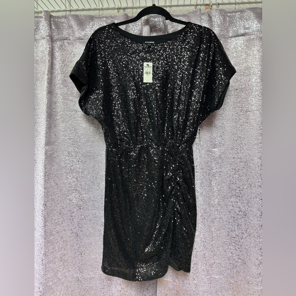 Express Elegant Black Sequin Dress